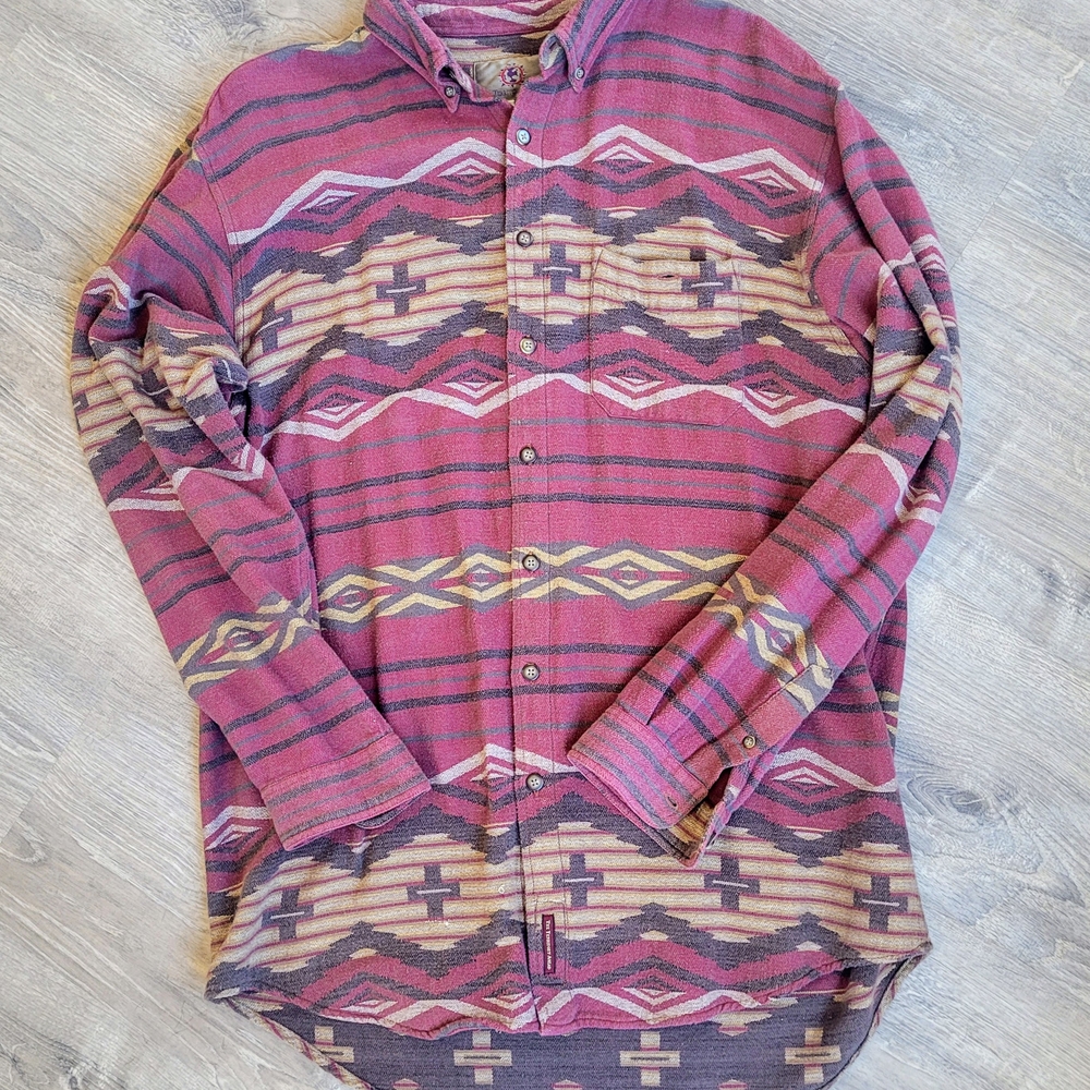 Men's Patterned Button-Up Shirt - Multicolor